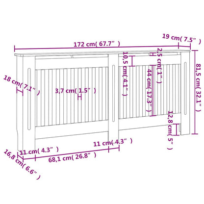 Radiator Cover White 172 cm Engineered Wood