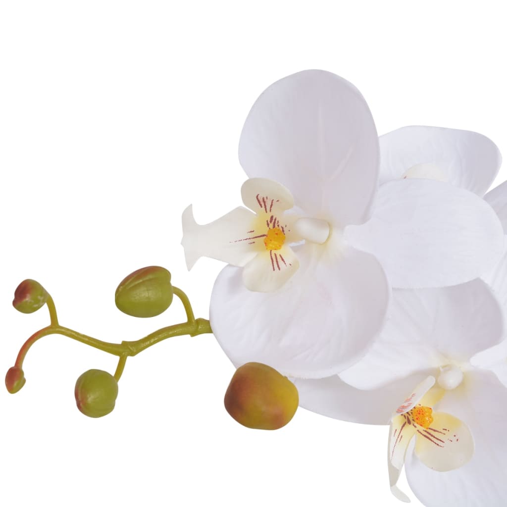 Stylish Artificial Orchid Plant with Pot 65 cm White, designed by vidaXL, perfect for adding a touch of greenery to any interior without maintenance.