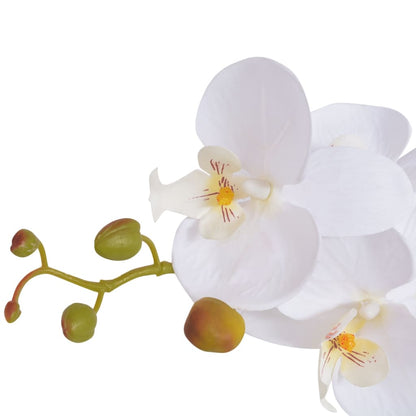 Stylish Artificial Orchid Plant with Pot 65 cm White, designed by vidaXL, perfect for adding a touch of greenery to any interior without maintenance.