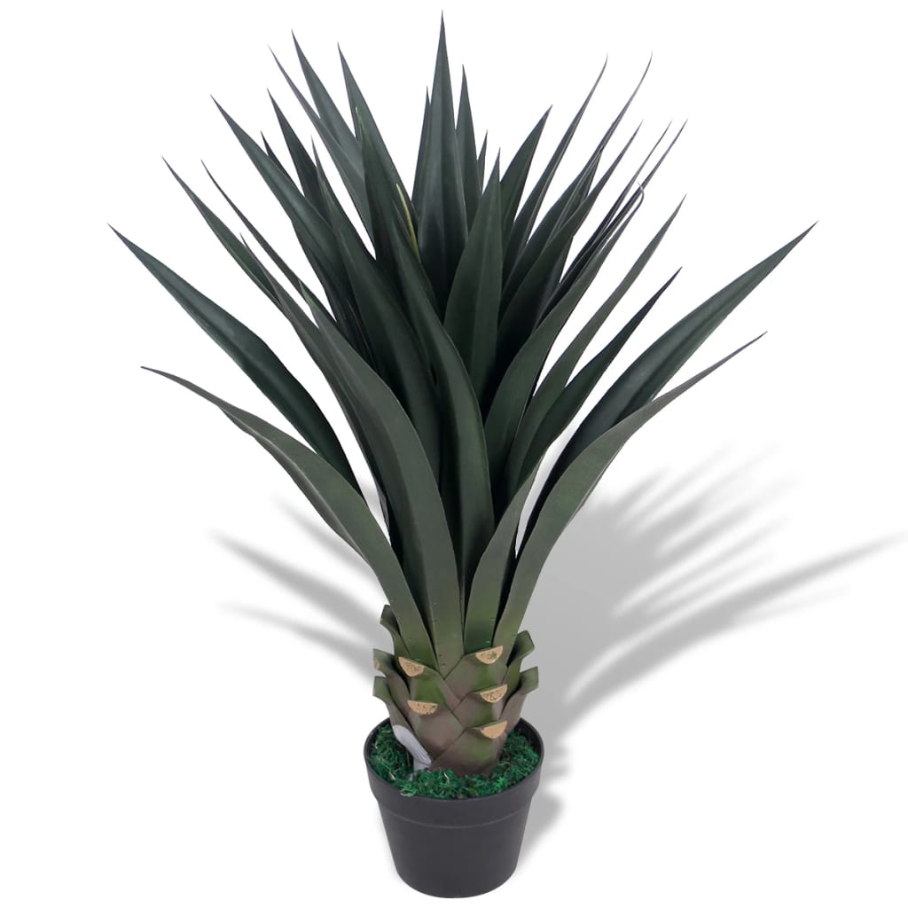 Close-up view of Artificial Yucca Plant with Pot 85 cm Green, highlighting the intricate details of the 33 leaves and durable materials.