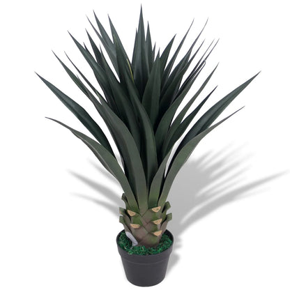 Close-up view of Artificial Yucca Plant with Pot 85 cm Green, highlighting the intricate details of the 33 leaves and durable materials.