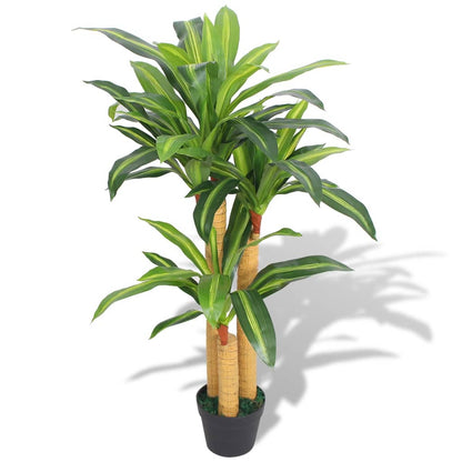 Artificial Dracaena Plant with Pot 100 cm Green placed in a modern interior setting, showcasing its lifelike appearance and vibrant green and yellow leaves.
