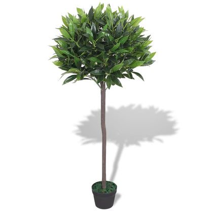 Artificial Bay Tree Plant with Pot 125 cm Green, a lifelike decorative indoor plant showcasing realistic leaves and real wood trunk for home or office settings.