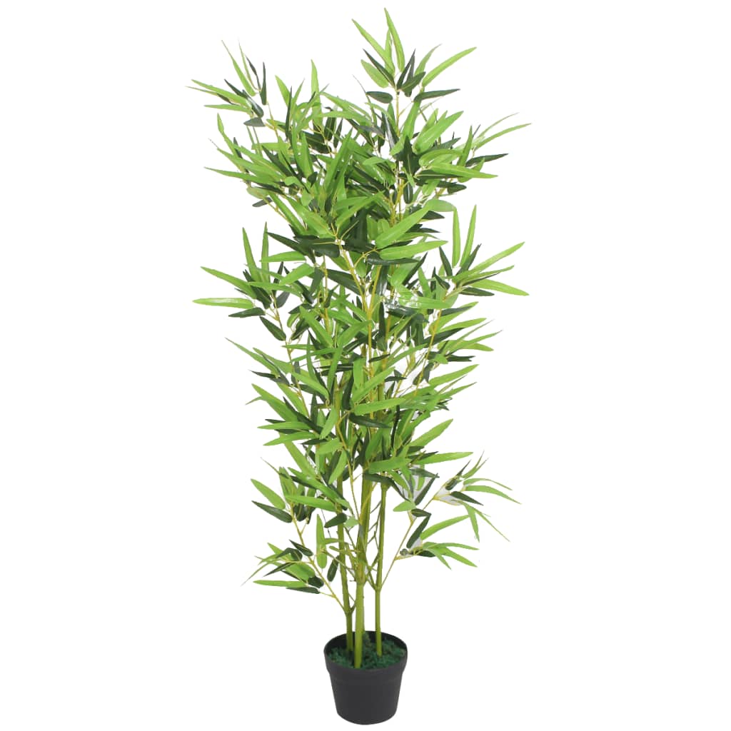 Artificial Bamboo Plant with Pot 120 cm Green, showcasing its lifelike and realistic appearance with detailed 552 leaves in a stylish decor setting.