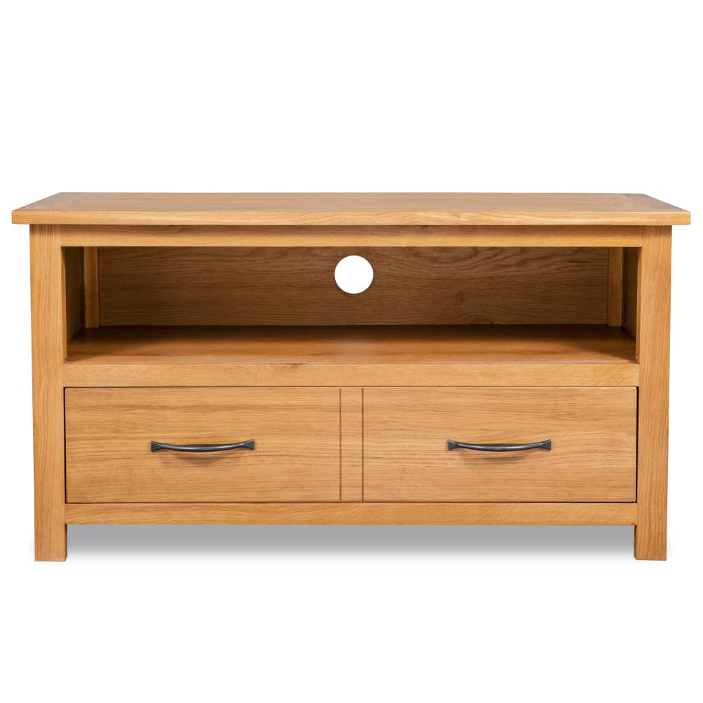 244466 vidaXL TV Cabinet 90x35x48 cm Solid Oak Wood