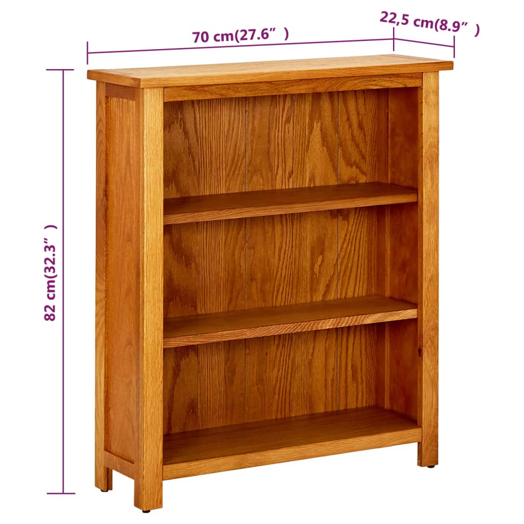 Bookcase | Brown | Solid Oak Wood | 70x22.5x82 cm | Bookcase