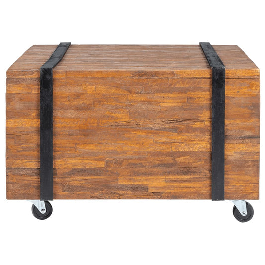 Side Table | Brown and Black | Teak Wood | Medium | Rollable | End Table