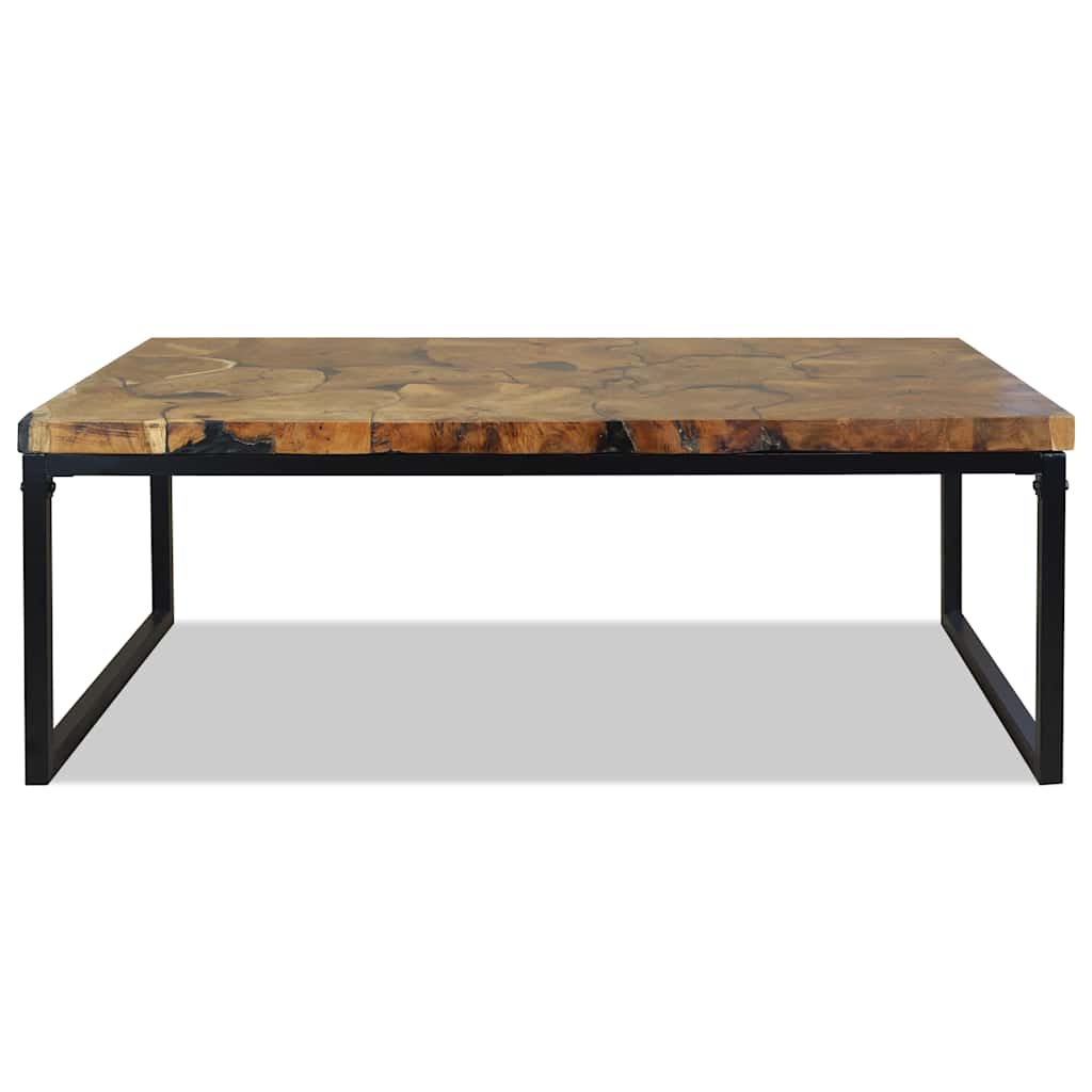 Coffee Table | Black and Brown | Teak Wood and Resin | 110x60x40 cm