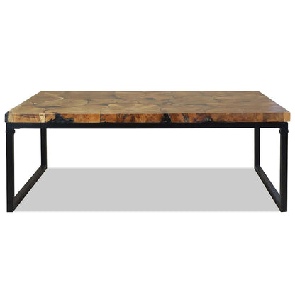Coffee Table | Black and Brown | Teak Wood and Resin | 110x60x40 cm