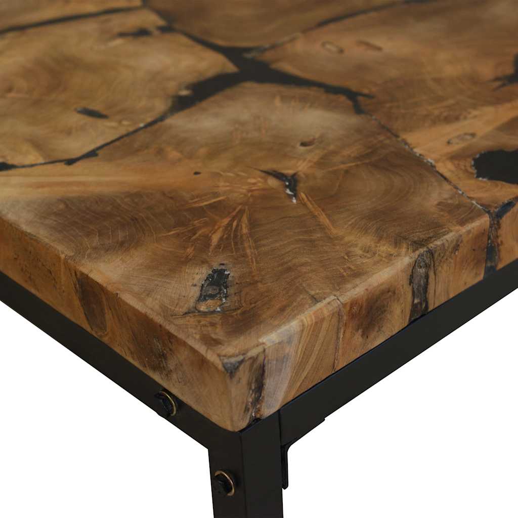 Coffee Table | Black and Brown | Teak Wood and Resin | 110x60x40 cm