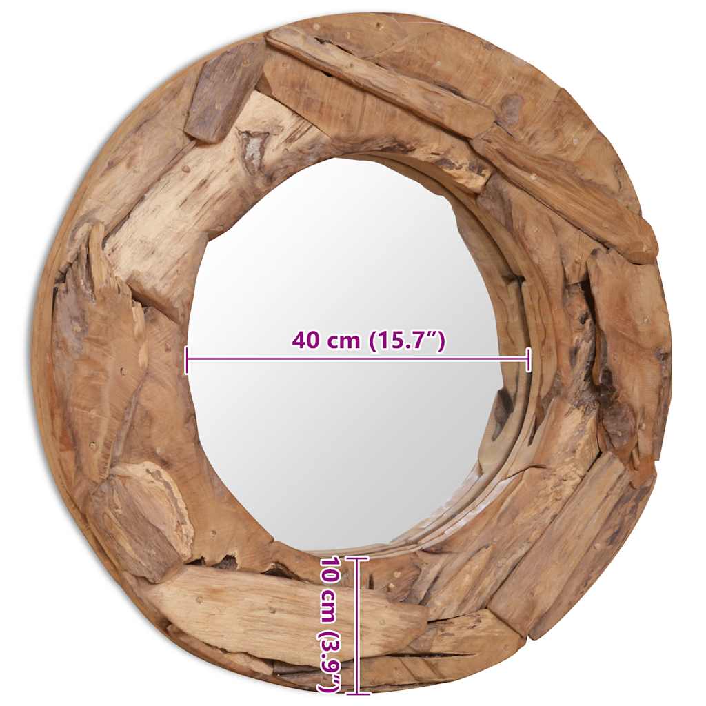 Decorative Mirror Teak 60 cm Round