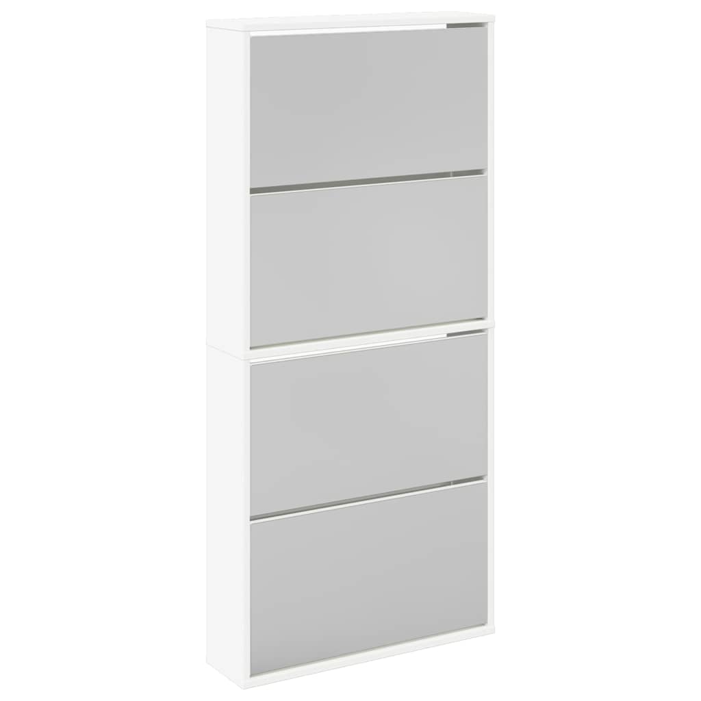 Shoe Cabinet 4-Layer Mirror White 63x17x134 cm