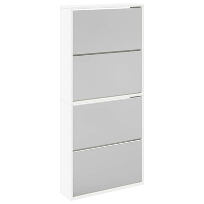 Shoe Cabinet 4-Layer Mirror White 63x17x134 cm