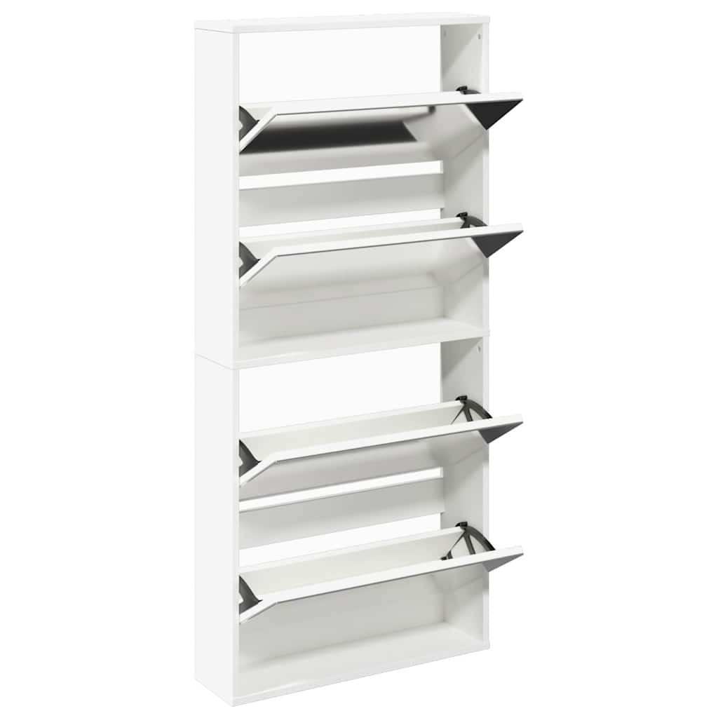 Shoe Cabinet 4-Layer Mirror White 63x17x134 cm