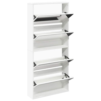 Shoe Cabinet 4-Layer Mirror White 63x17x134 cm