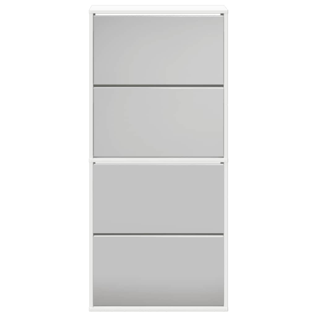 Shoe Cabinet 4-Layer Mirror White 63x17x134 cm