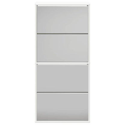 Shoe Cabinet 4-Layer Mirror White 63x17x134 cm
