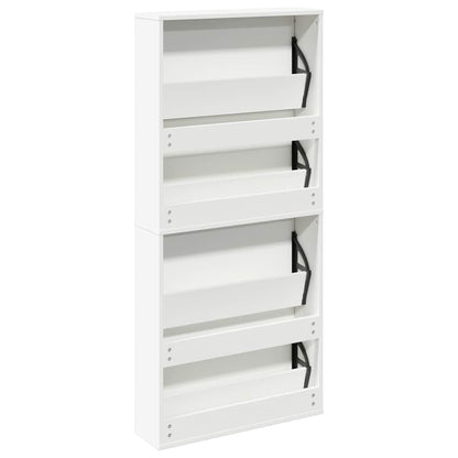 Shoe Cabinet 4-Layer Mirror White 63x17x134 cm