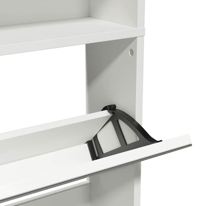 Shoe Cabinet 4-Layer Mirror White 63x17x134 cm