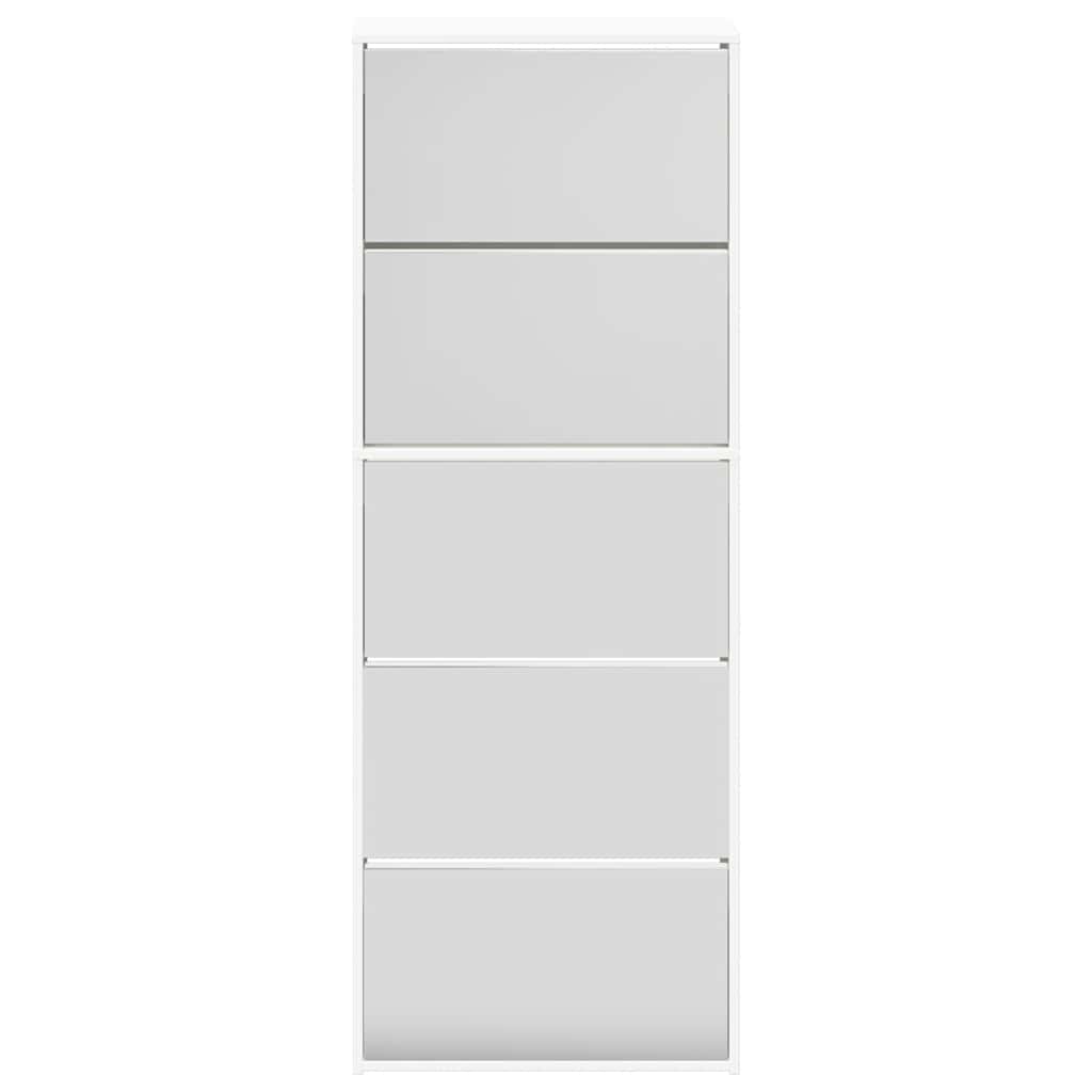 Shoe Cabinet 5-Layer Mirror White 63x17x169.5 cm