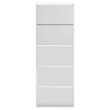Shoe Cabinet 5-Layer Mirror White 63x17x169.5 cm