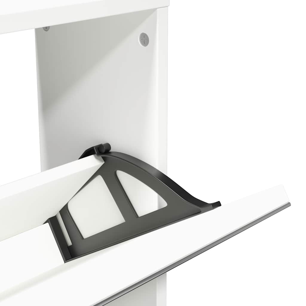 Shoe Cabinet 5-Layer Mirror White 63x17x169.5 cm