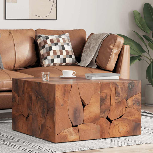 Stool | Set of 4 | Brown | Solid Teak | Medium | Modular | Stool | Square