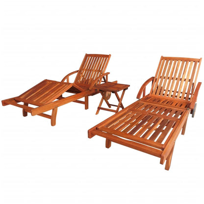 Sun Lounger And Table | Brown | Solid acacia wood | Standard