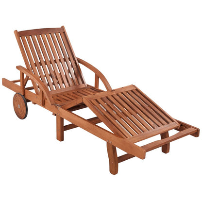 Sun Lounger And Table | Brown | Solid acacia wood | Standard