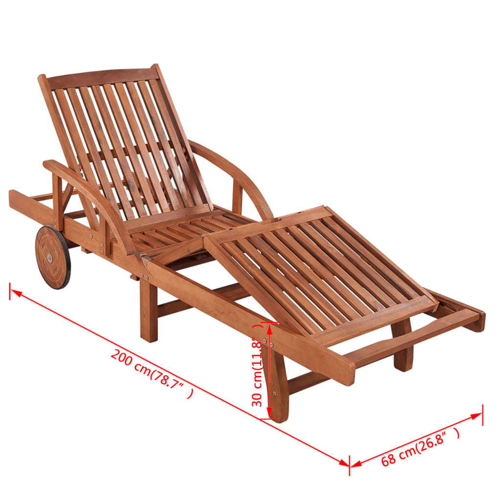 Sun Lounger And Table | Brown | Solid acacia wood | Standard