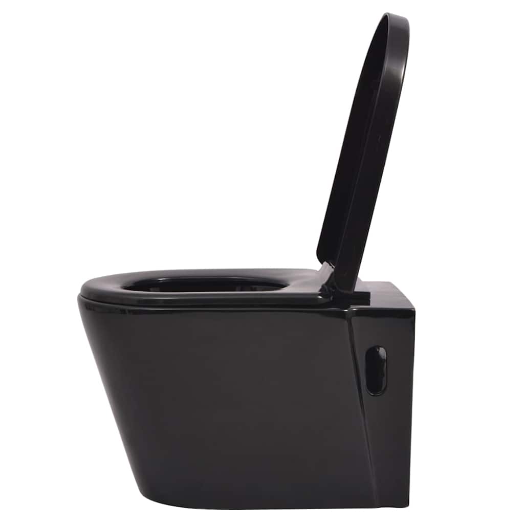 Wall Hung Toilet with Concealed Cistern Ceramic Black