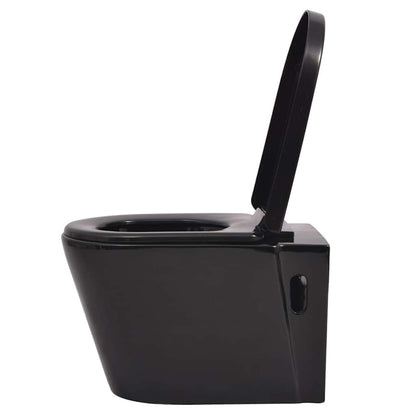 Wall Hung Toilet with Concealed Cistern Ceramic Black
