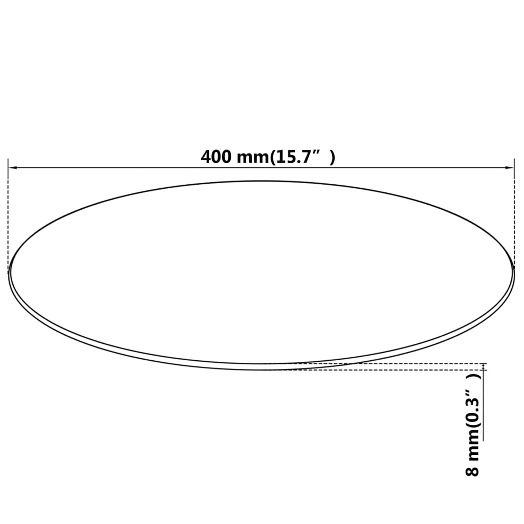 Table Top | Black | Tempered Glass | 40 cm | Round | Modern