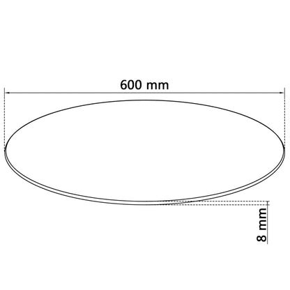 Table Top | Black | Tempered Glass | 600 mm Diameter | Heat-resistant