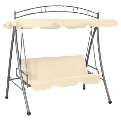 43241 vidaXL Outdoor Convertible Swing Bench with Canopy Sand White