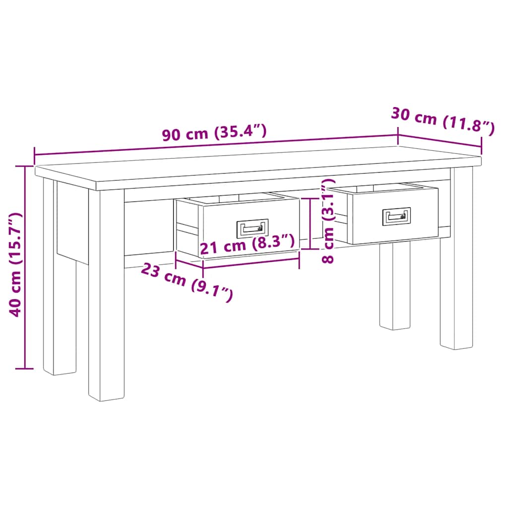 244486 vidaXL Hall Bench Solid Teak 90x30x40 cm