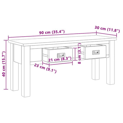 244486 vidaXL Hall Bench Solid Teak 90x30x40 cm