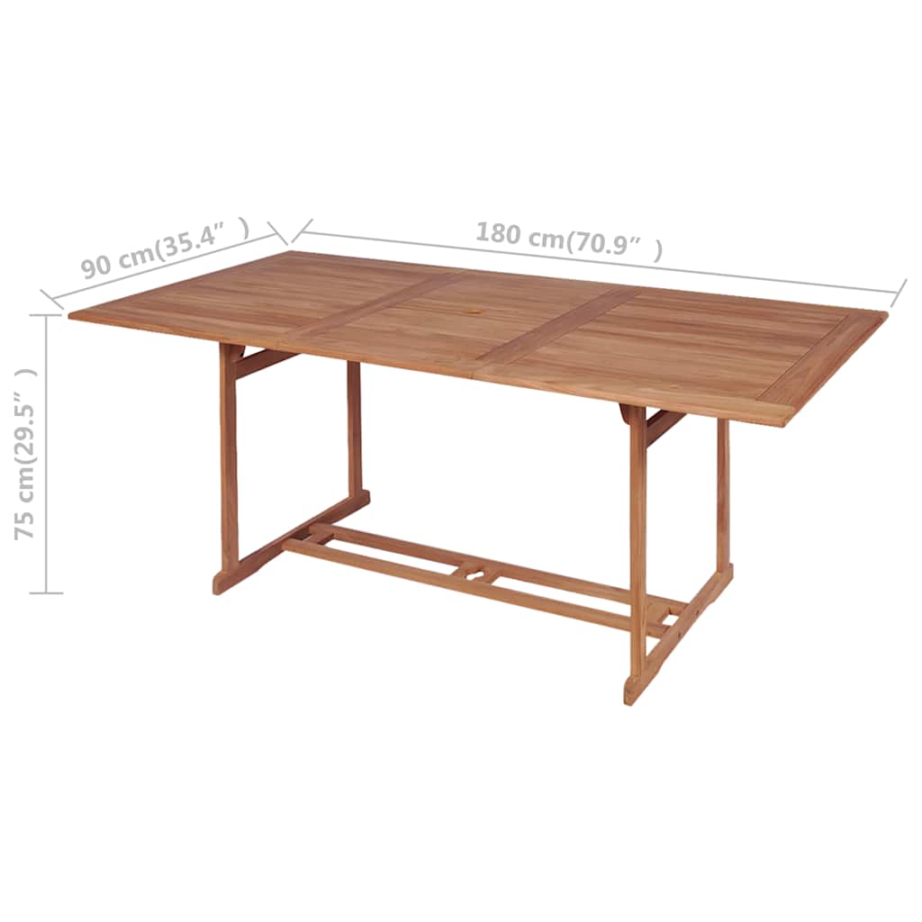 43034 vidaXL Garden Table 180x90x75 cm Solid Teak Wood