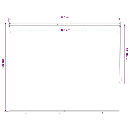 Outdoor Roller Blind 165(W)x140(H) cm Cream