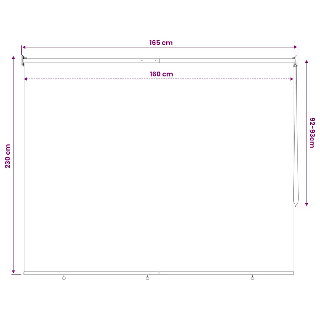 Outdoor Roller Blind 165(W)x230(H) cm Cream