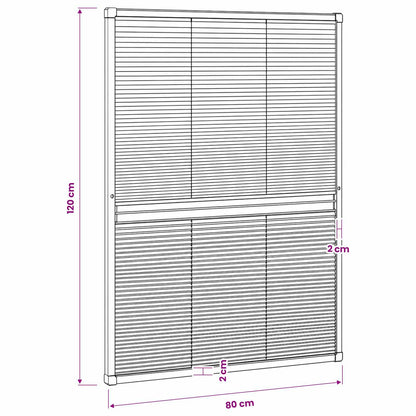 Plisse Insect Screen for Windows Aluminium 80x120 cm with Shade