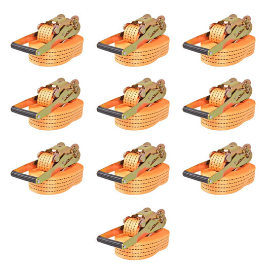 142663 vidaXL Ratchet Tie Down Straps 10 pcs 2 Tonnes 8mx50mm Orange