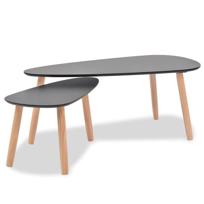 244732 vidaXL Coffee Table Set 2 Pieces Solid Pinewood Black