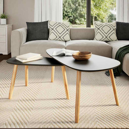 244732 vidaXL Coffee Table Set 2 Pieces Solid Pinewood Black
