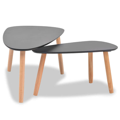 244732 vidaXL Coffee Table Set 2 Pieces Solid Pinewood Black