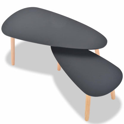 244732 vidaXL Coffee Table Set 2 Pieces Solid Pinewood Black