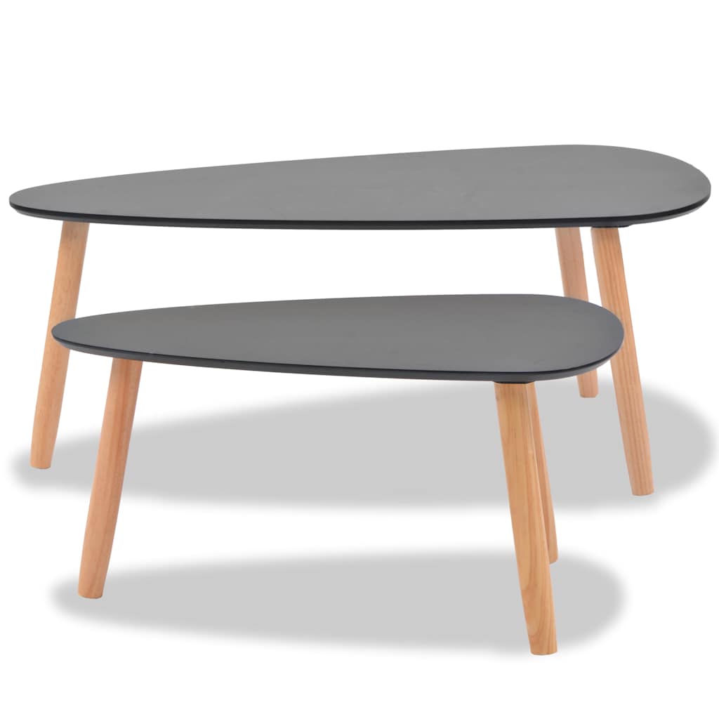 244732 vidaXL Coffee Table Set 2 Pieces Solid Pinewood Black