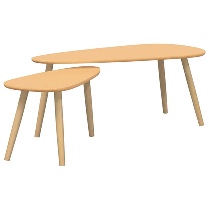 Coffee Table Set 2 Pieces Solid Pinewood Brown