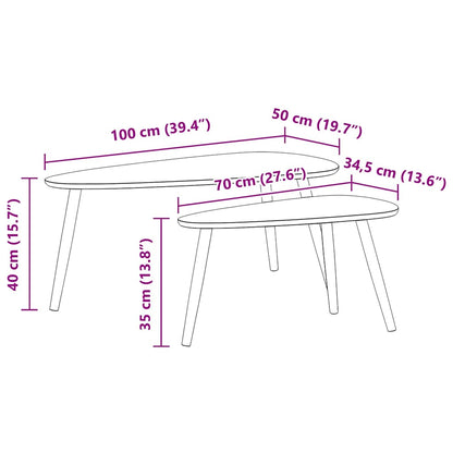 244733 vidaXL Coffee Table Set 2 Pieces Solid Pinewood Brown