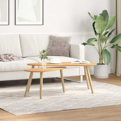 244733 vidaXL Coffee Table Set 2 Pieces Solid Pinewood Brown